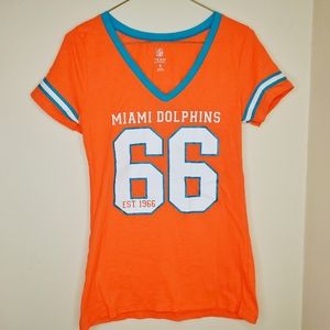 2) NFL Miami Dolphins 66 Raglan Sleeve Sz. Sm